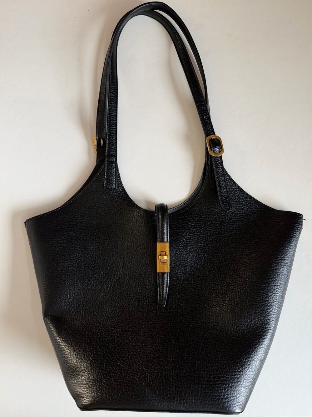 Miztique Isabelle 2-in-1 Black Leather Shoulder Bag with Gold Hardware